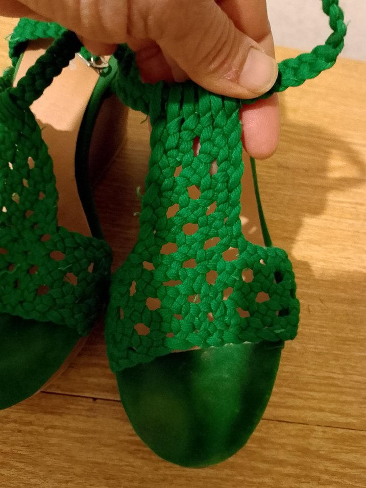 Yeşil Süet Dolgu Topuklu Bohem Sandalet - Görsel 5