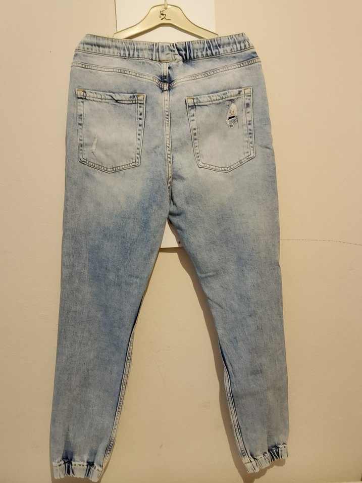 Kadın Gri Bol Kesim Midi Kot Pantolon - Görsel 2