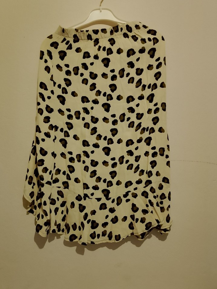 Leopar Desenli Uzun Volanlı Etek - Görsel 3