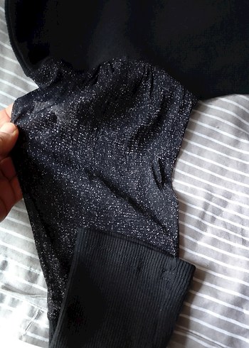 Siyah Uzun Kollu Midi Keten Elbise - Görsel 4