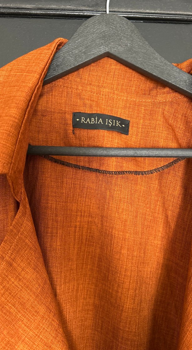 Kadın Kahverengi Uzun Keten Trençkot - Görsel 2