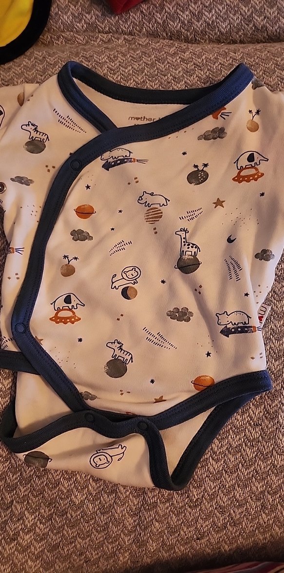 Uzun Kollu Erkek Bebek Baskılı V Yaka Body - Görsel 2