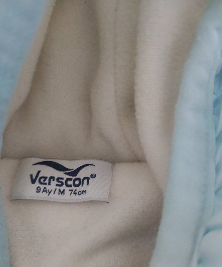 Mavi Peluş Kapüşonlu Bebek Tulumu - Görsel 3