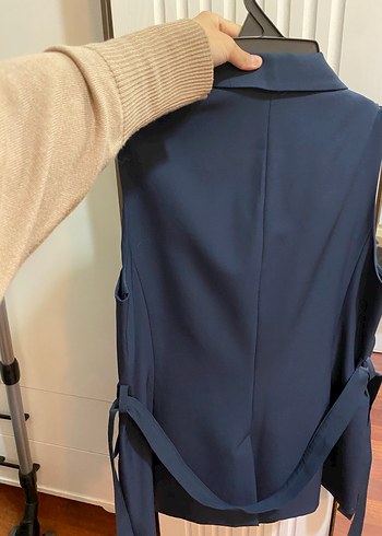 Koton Kolsuz Lacivert Kuşaklı Midi Blazer