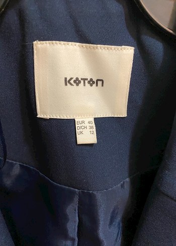 40 Beden Kolsuz Lacivert Kuşaklı Midi Blazer