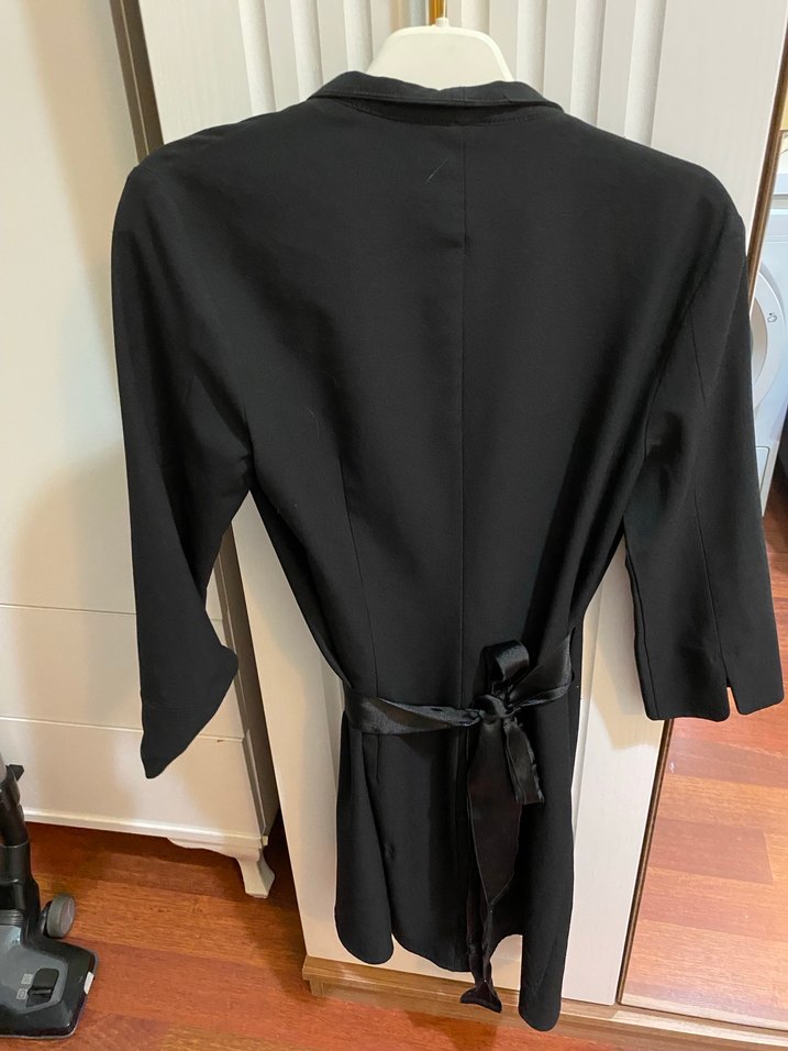 Siyah ince uzun blazer - Görsel 3