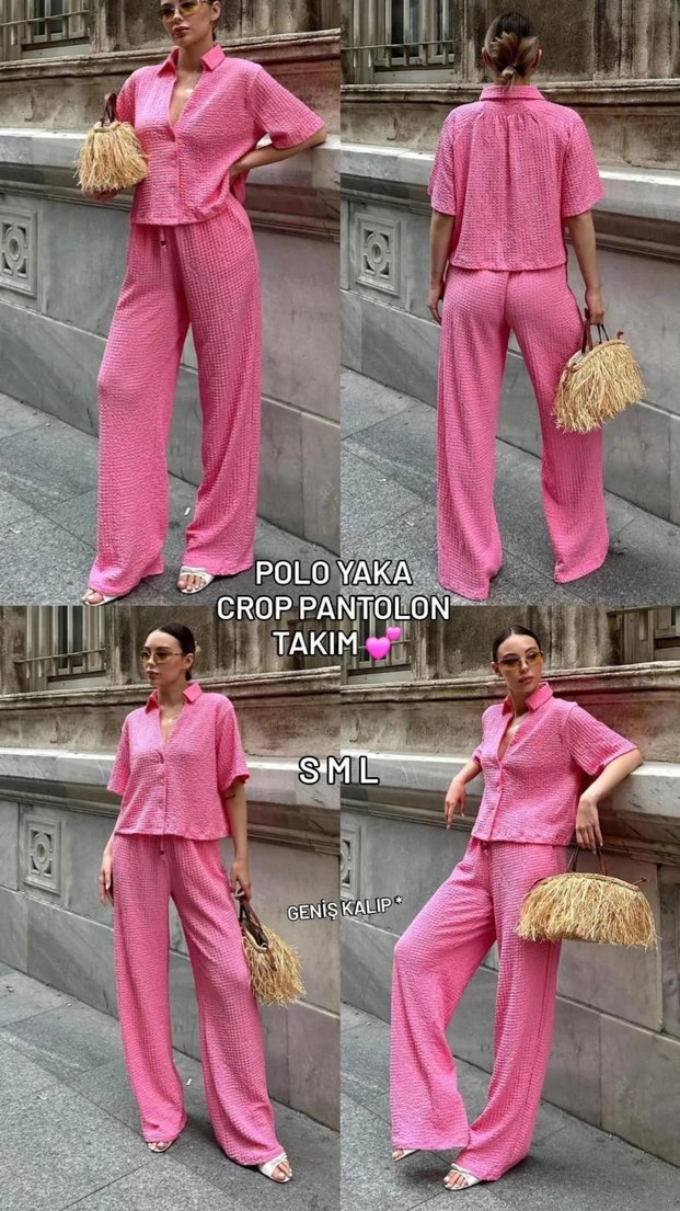 Pembe Keten Mini Kadın Takım - Görsel 2