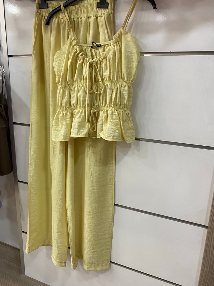 Sarı Keten Kadın takım M L BEDEN MEVCUT - Görsel 2
