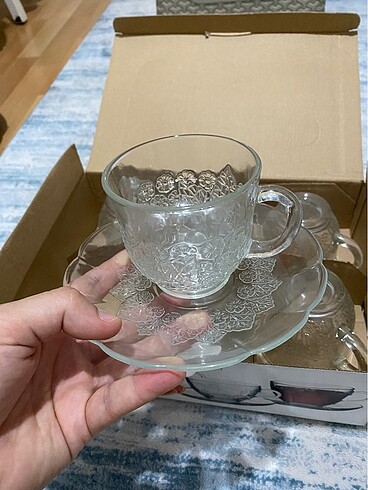 12 parça kulplu çay bardağı takımı