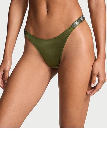 Parlak Yeşil  saten Kadın Tanga - Görsel 2