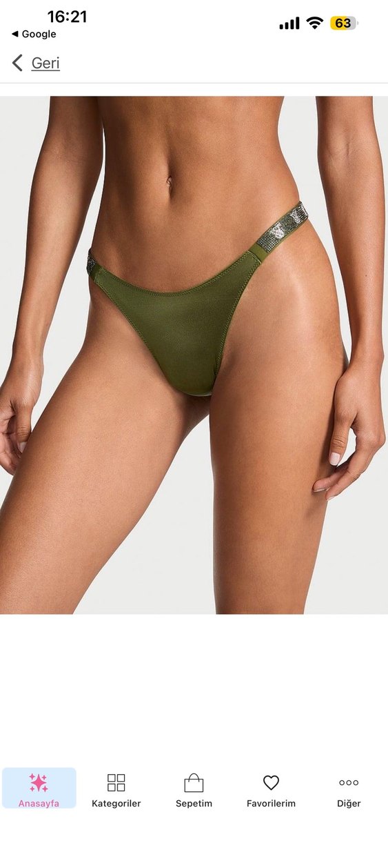 Parlak Yeşil  saten Kadın Tanga - Görsel 2