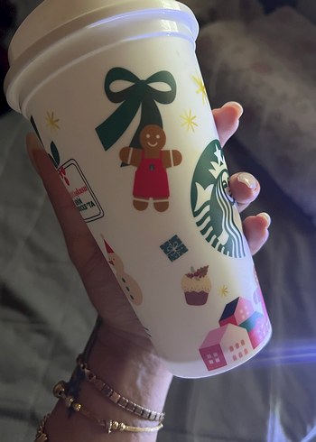 Starbucks Beyaz Tatil Temalı Termos Bardak - Görsel 3