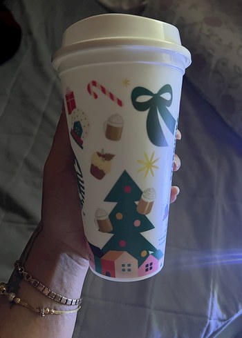 Starbucks Beyaz Tatil Temalı Termos Bardak - Görsel 2