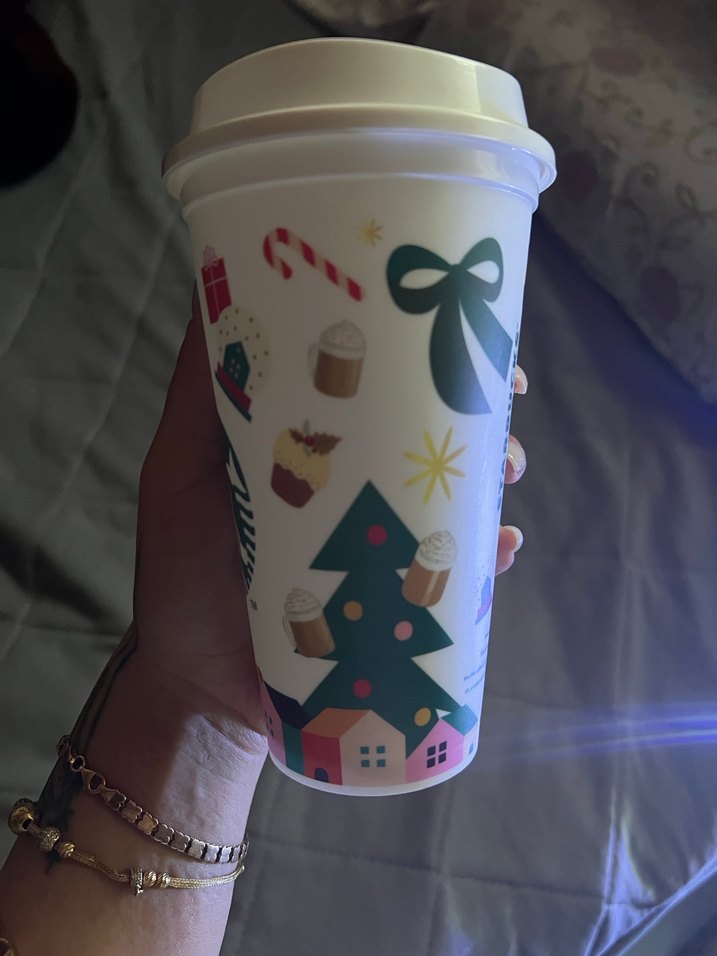 Starbucks Beyaz Tatil Temalı Termos Bardak - Görsel 2