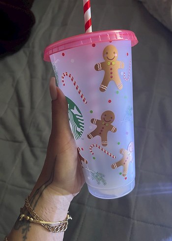 Starbucks Pembe Kapaklı Bardak ve Pipet - Görsel 2