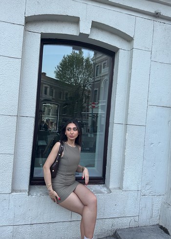 Haki yeşil Mini Elbise, Sokak Stili - Görsel 3