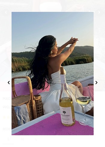 Beyaz Straplez Mini Saten Elbise - Görsel 3