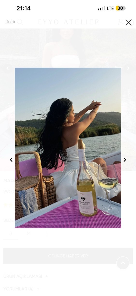 Beyaz Straplez Mini Saten Elbise - Görsel 3