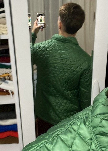 Düğmeli Yeşil  Kapitone Ceket - Görsel 4