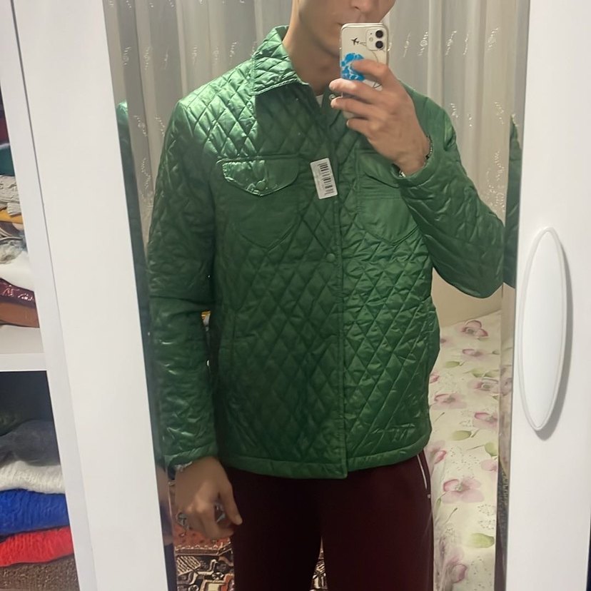 Düğmeli Yeşil  Kapitone Ceket - Görsel 3