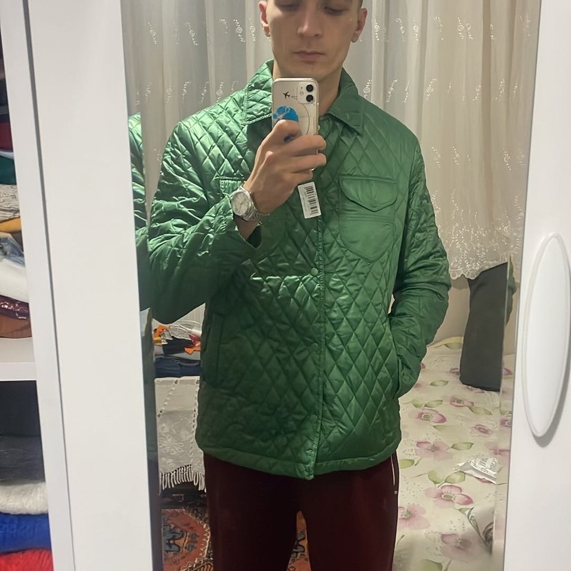 Düğmeli Yeşil  Kapitone Ceket - Görsel 2