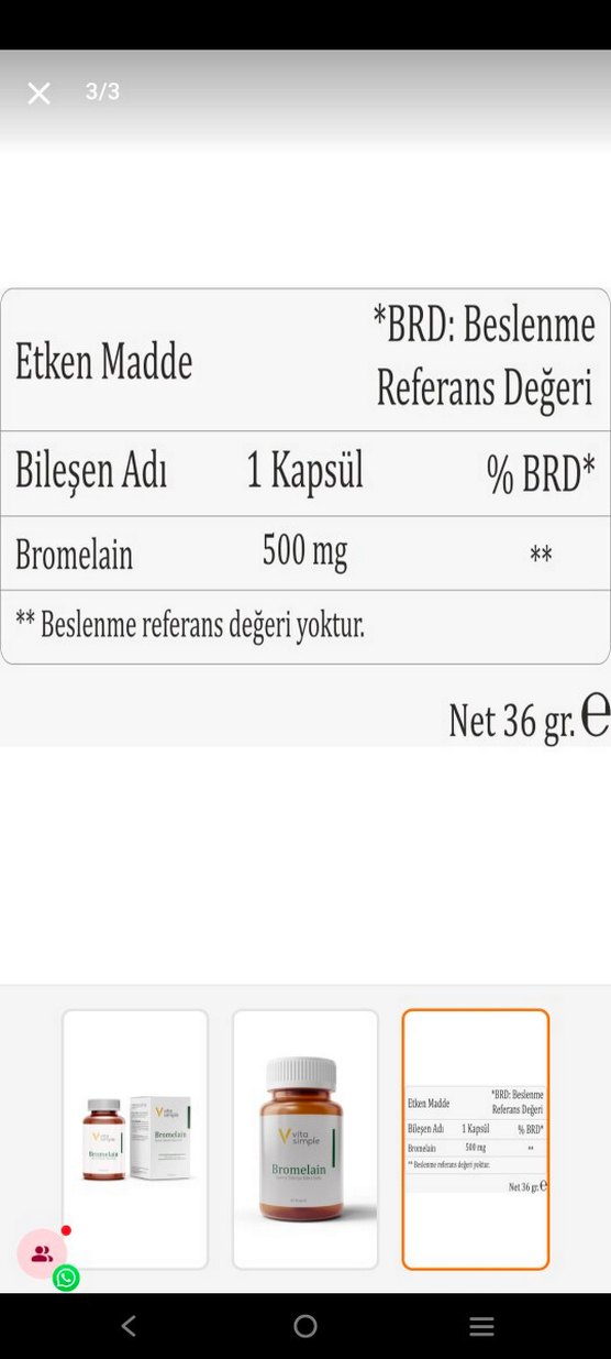 Vita Simple Bromelain Takviye Edici Kapsül - Görsel 2