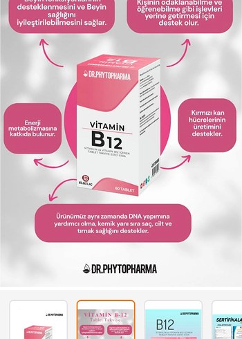 Dr.Phytopharma B12 Vitamin 60 Tablet - Görsel 2