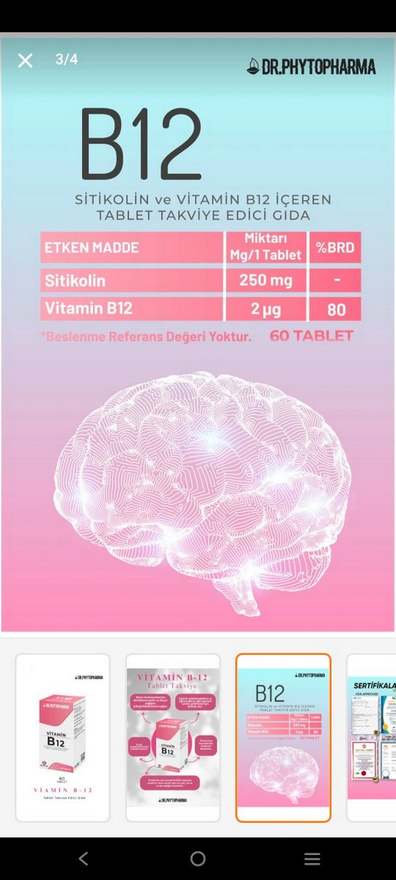 Dr.Phytopharma B12 Vitamin 60 Tablet - Görsel 3