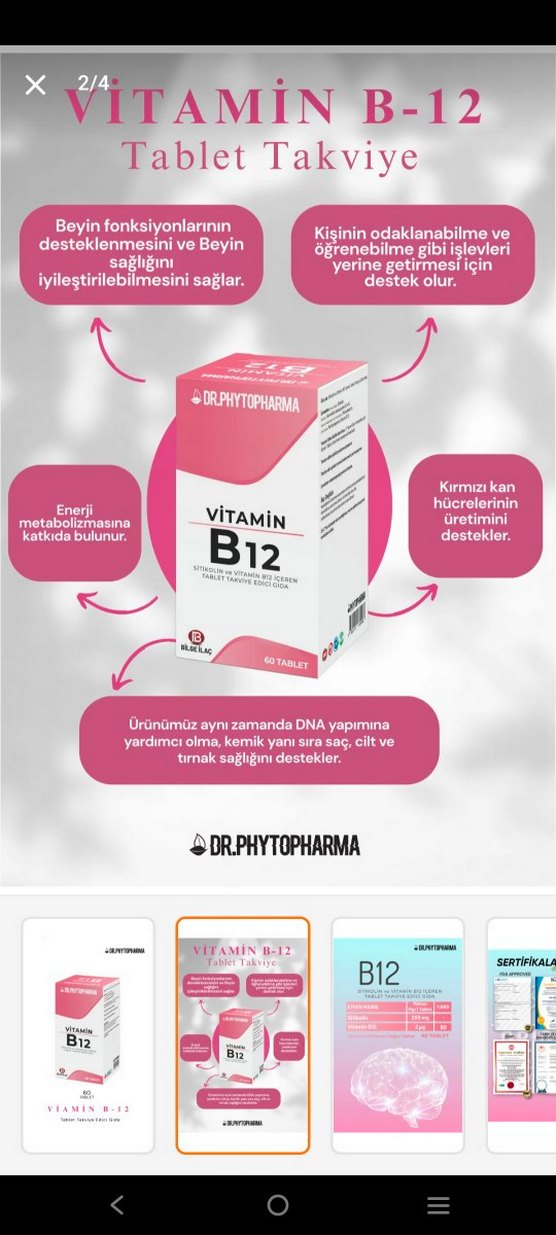 Dr.Phytopharma B12 Vitamin 60 Tablet - Görsel 2