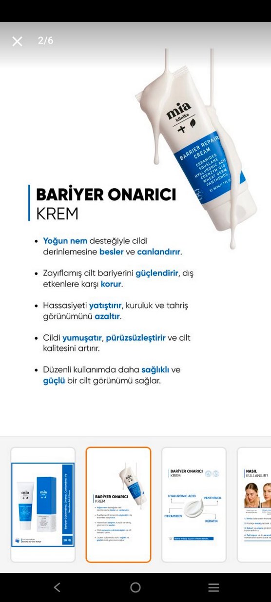 Mia Barrier Repair Nemlendirici Krem 50ML - Görsel 2