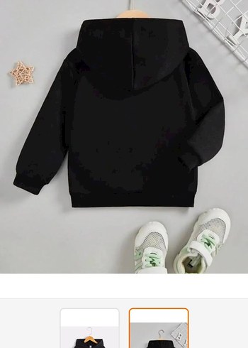 Siyah Kapüşonlu Baskılı Erkek Çocuk Sweatshirt - Görsel 2