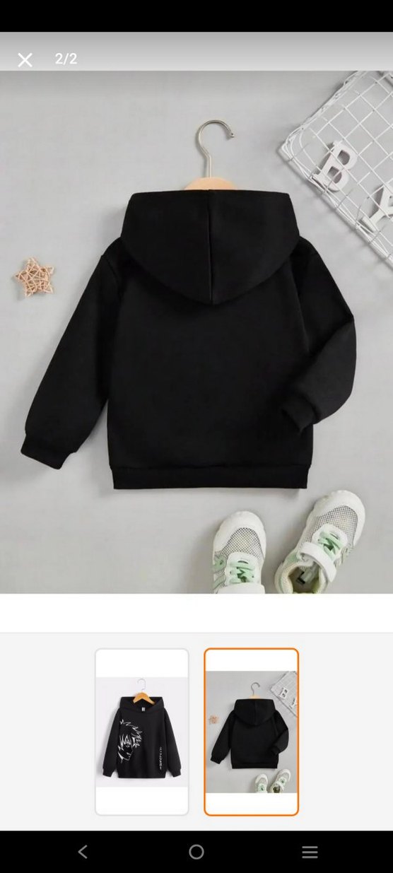 Siyah Kapüşonlu Baskılı Erkek Çocuk Sweatshirt - Görsel 2