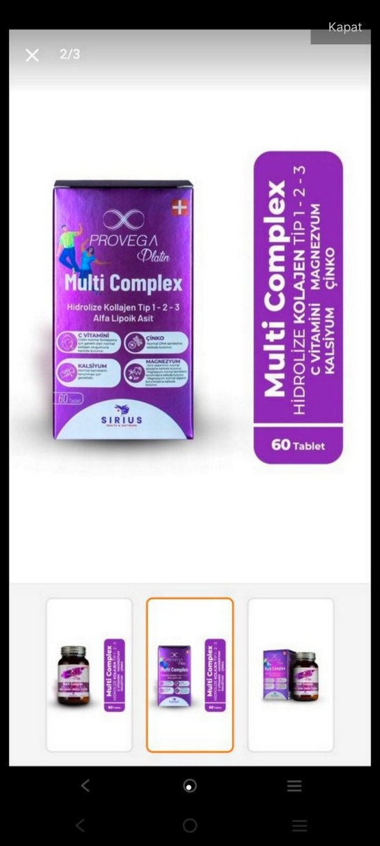 Proveg Multi Complex 60 Tablet Takviye - Görsel 2