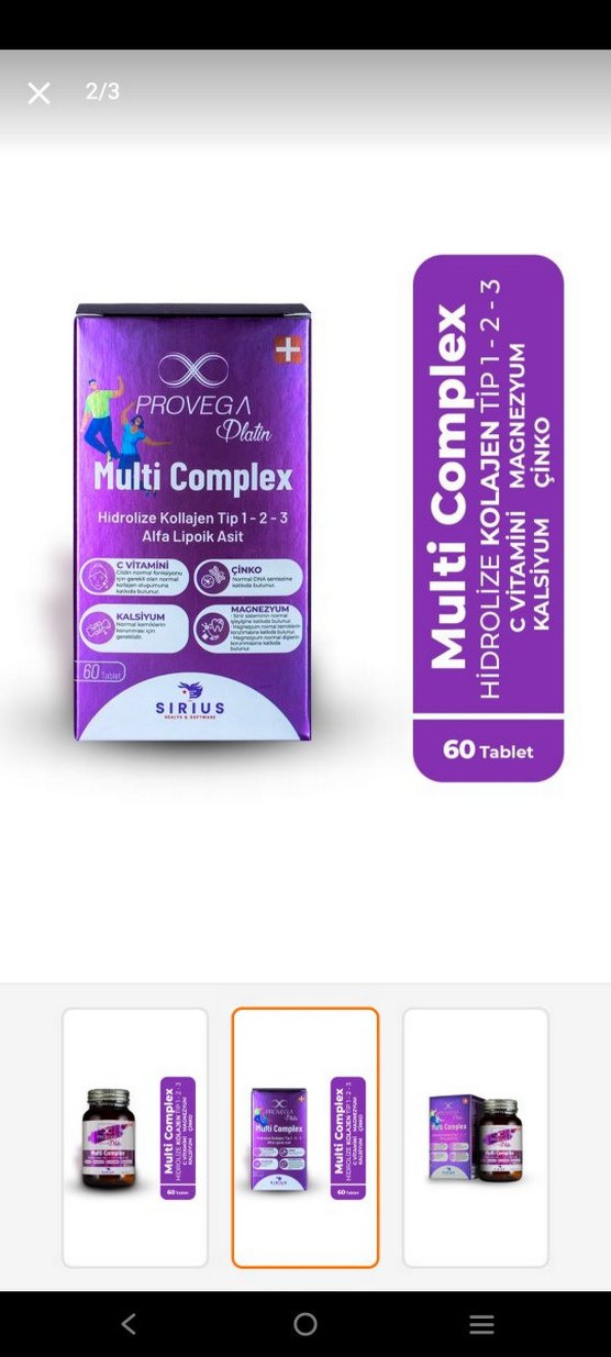 Proveg Sirius Multi Complex 60 Tablet - Görsel 2