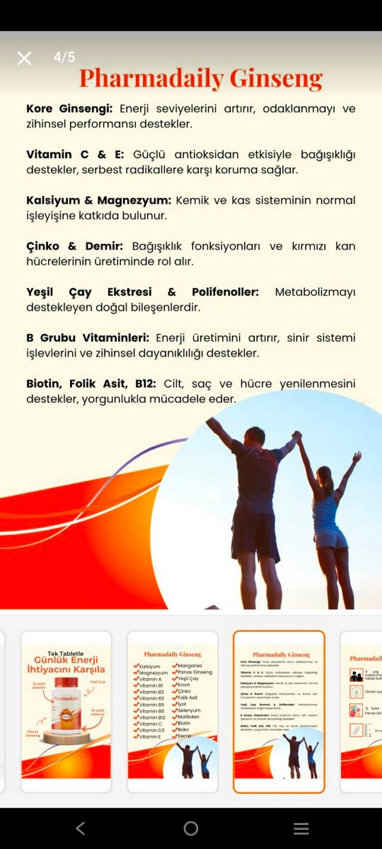 Pharmadaily Ginseng Multivitamin ve Mineraller 30 Tablet - Görsel 4