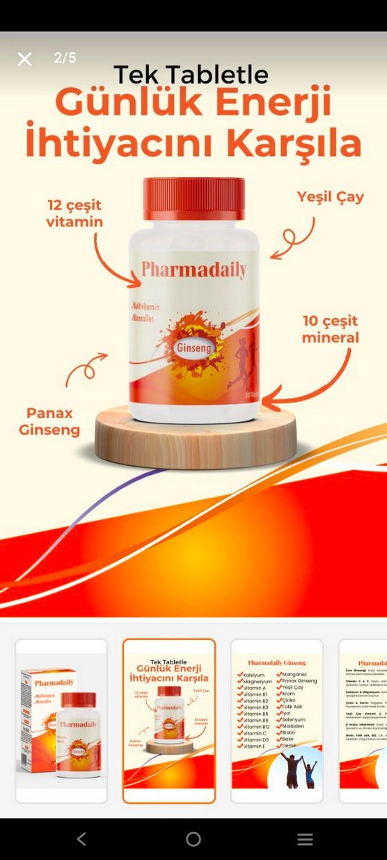 Pharmadaily Ginseng Multivitamin ve Mineraller 30 Tablet - Görsel 2