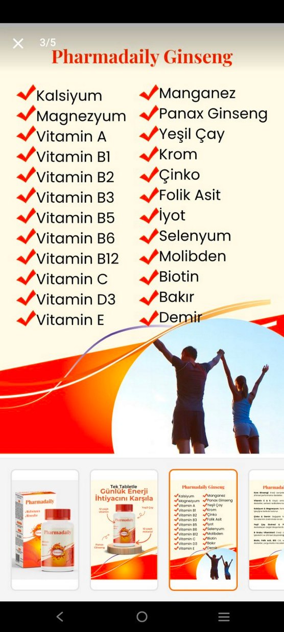 Pharmadaily Ginseng Multivitamin ve Mineraller 30 Tablet - Görsel 3