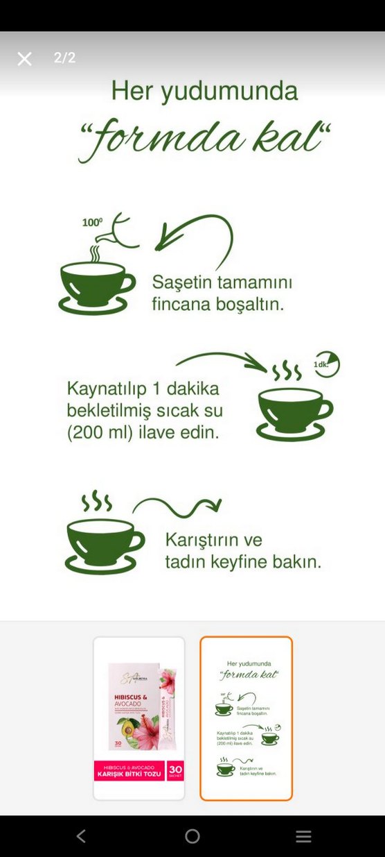 Hibiskus & Avokado Karışık zayıflama Bitki Tozu 30'lu Paket - Görsel 2