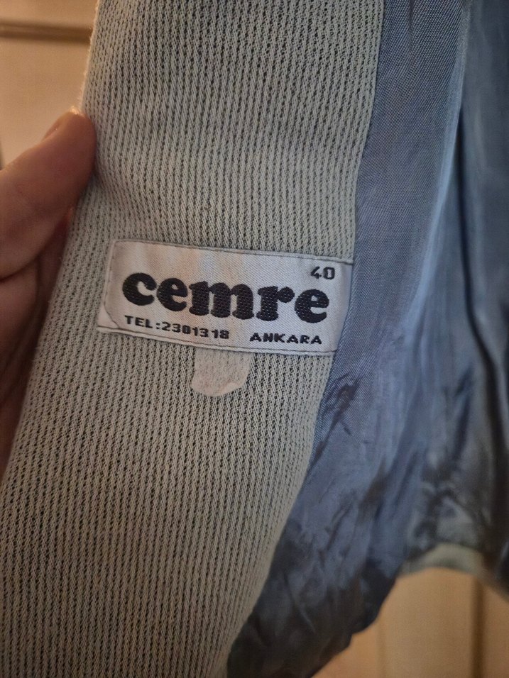 Vintage Açık Gri Keten Düğmeli Kadın Yelek Ceket Takım - Görsel 2