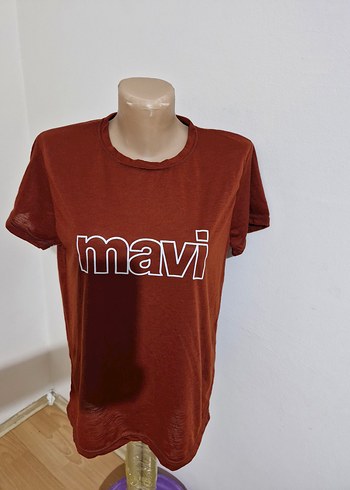 s Beden kahverengi Renk Mavi Baskılı Kahverengi Kısa Kollu Tişört