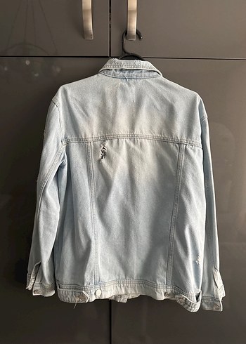 Diğer Düğmeli Mavi Denim Kadın Ceket
