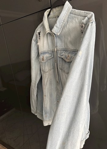 xl Beden mavi Renk Düğmeli Mavi Denim Kadın Ceket