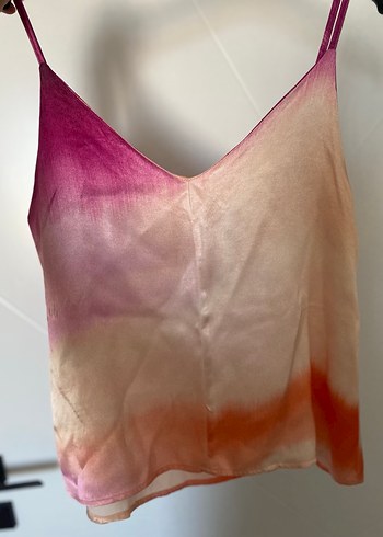 Pembe Batik Desenli Askılı Kadın Bluz - Görsel 2