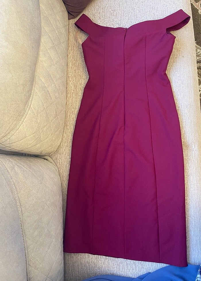 Mürdüm madonna yaka abiye - Görsel 2