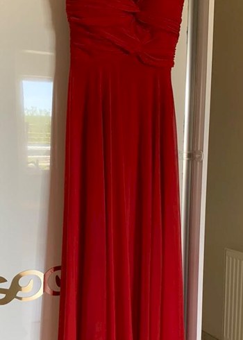 Klasik Zarif Kırmızı Uzun Abiye - Görsel 2