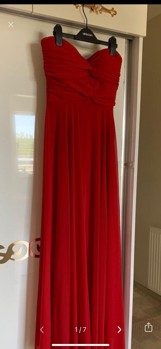 Klasik Zarif Kırmızı Uzun Abiye - Görsel 2