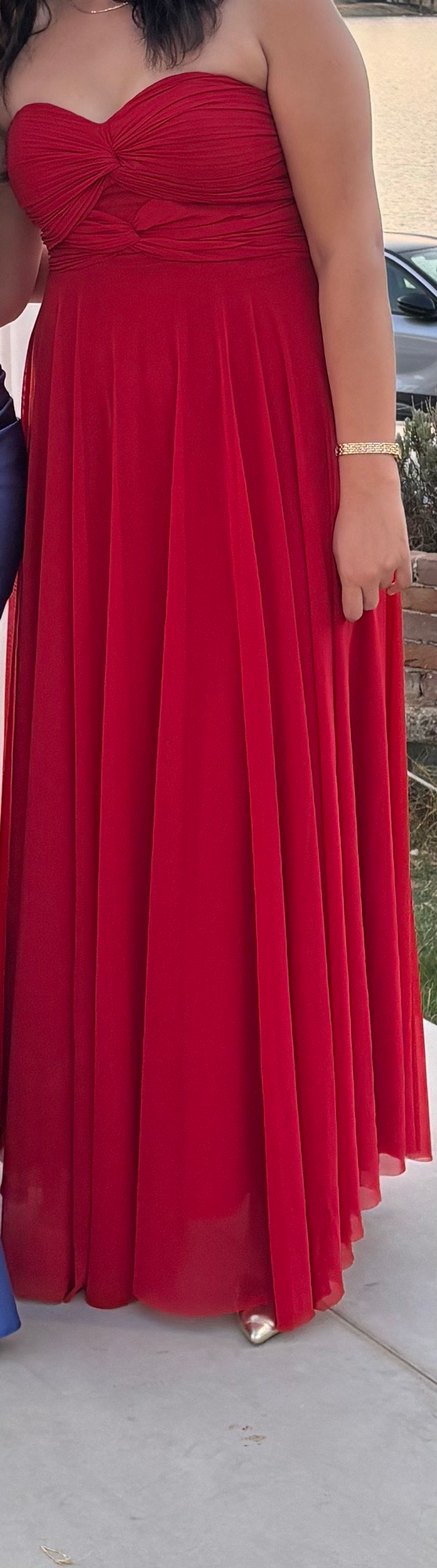 Klasik Zarif Kırmızı Uzun Abiye - Görsel 4