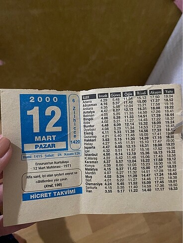 2000 takvim yaprağı