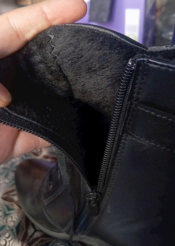 Kadın Siyah Deri Fermuarlı Biker Dolgu Topuk Bot - Görsel 4