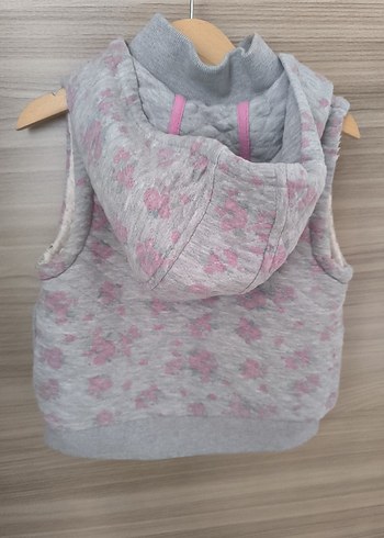 Kız Çocuk Gri Fermuarlı Kapüşonlu Yelek - Görsel 3